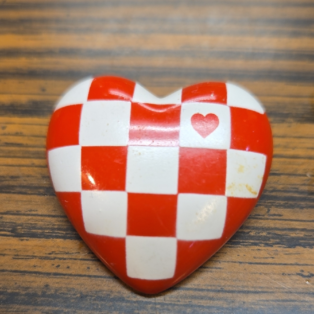 Red and White Checkered Heart Art Piece